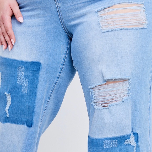 Arula A Beautiful Soul high waist Incrediflex patchwork wide leg boyfriend jean - Picture 2 of 15